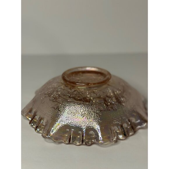VTG Imperial Lenox Windmill Pattern Pastel Pink Iridescent Carnival Glass Bowl - Picture 5 of 6